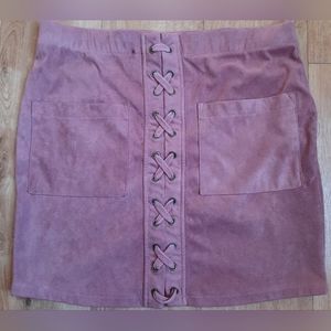 STREETWEAR SOCIETY Short laced suede style skirt old pink size M